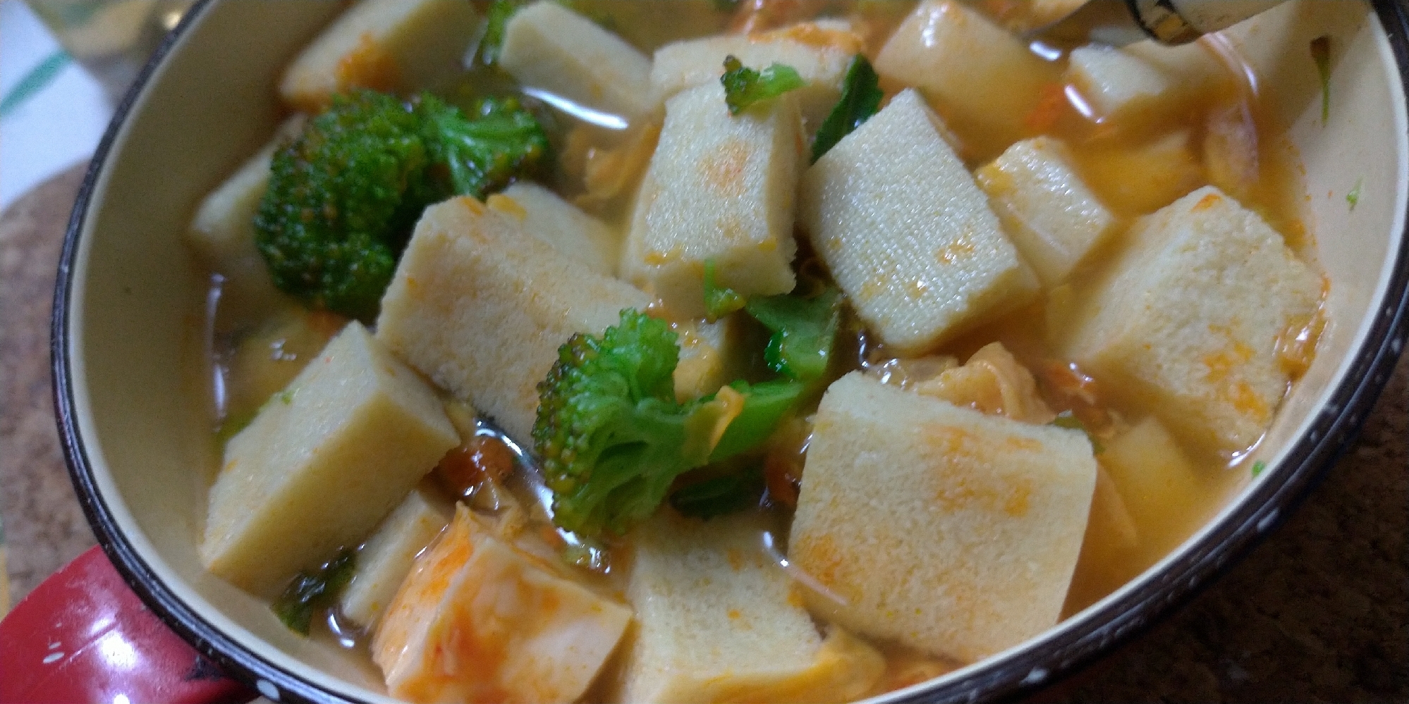 高野豆腐とキムチスープ