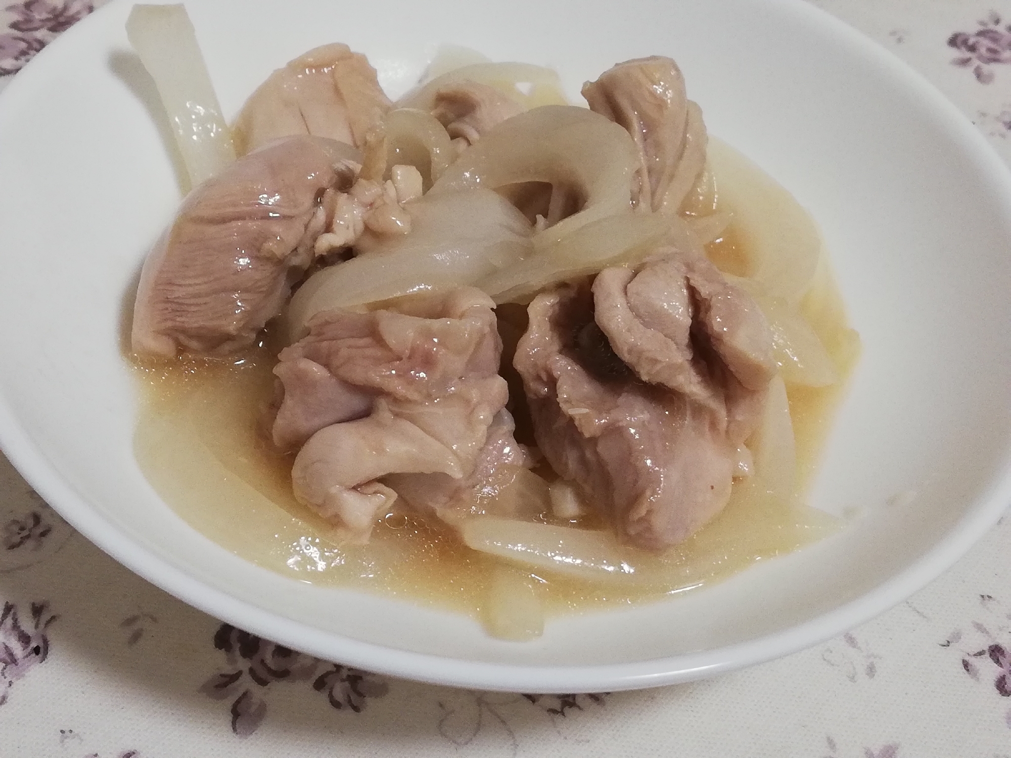 レンジで簡単♪鳥もも肉と玉ねぎのポン酢煮