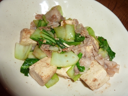 豆腐と青梗菜のオイスターソース炒め