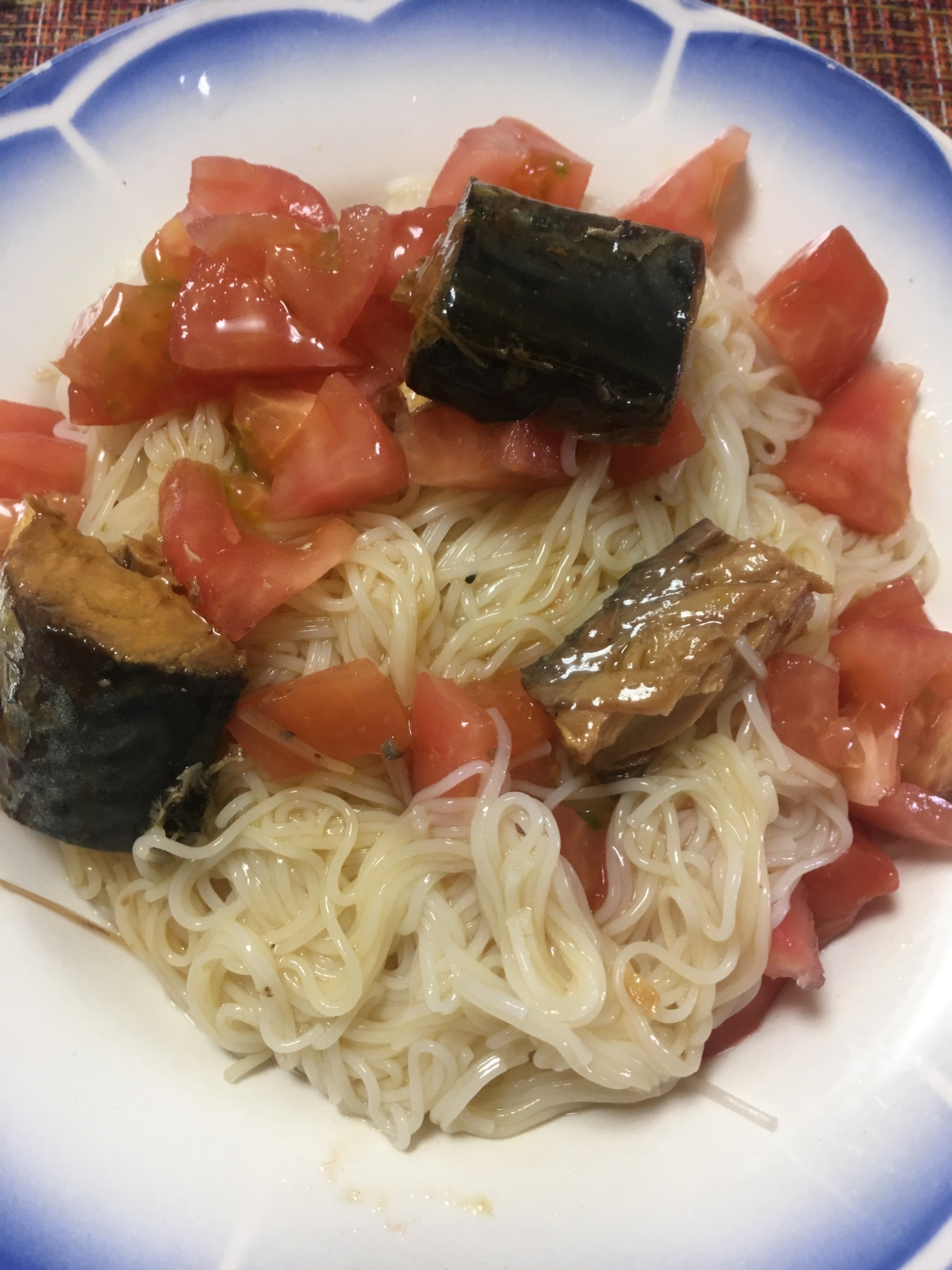 サバ缶とトマトのそうめん レシピ 作り方 By なつ父 楽天レシピ