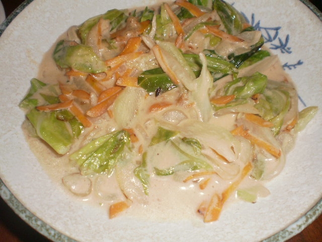 ごまペーストで野菜炒め