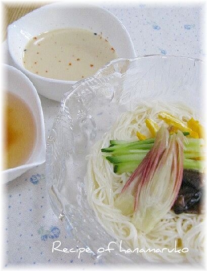 豆乳ダレと梅ダレ コクうま つけ麺風冷やしそうめん レシピ 作り方 By はなまる子 楽天レシピ