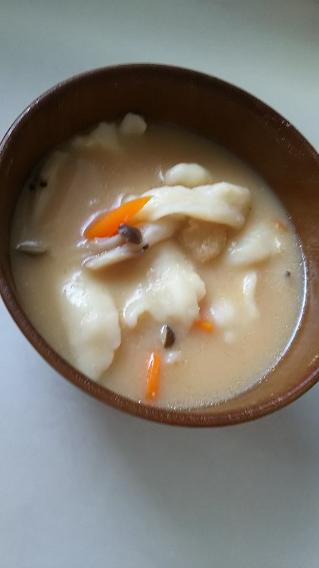 鶏もも肉で!大分名物だんご汁風お味噌汁