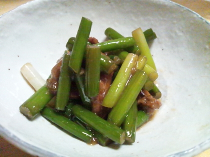 にんにくの芽と豚肉の味噌炒め