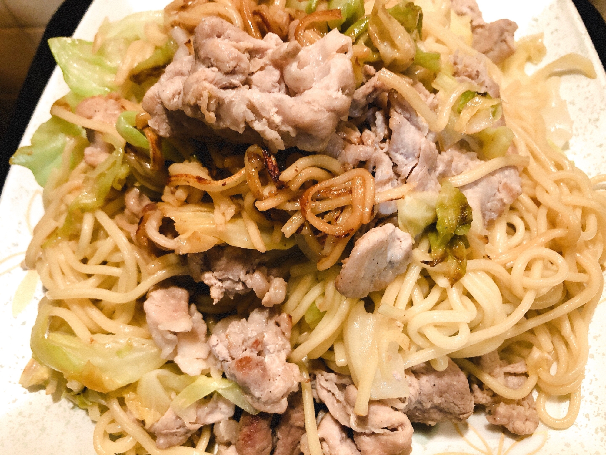 豚肉とキャベツのゆずポン酢焼きそば