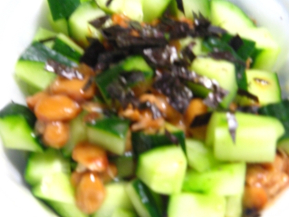 きゅうりの食感が楽しい✿きゅうりのり納豆
