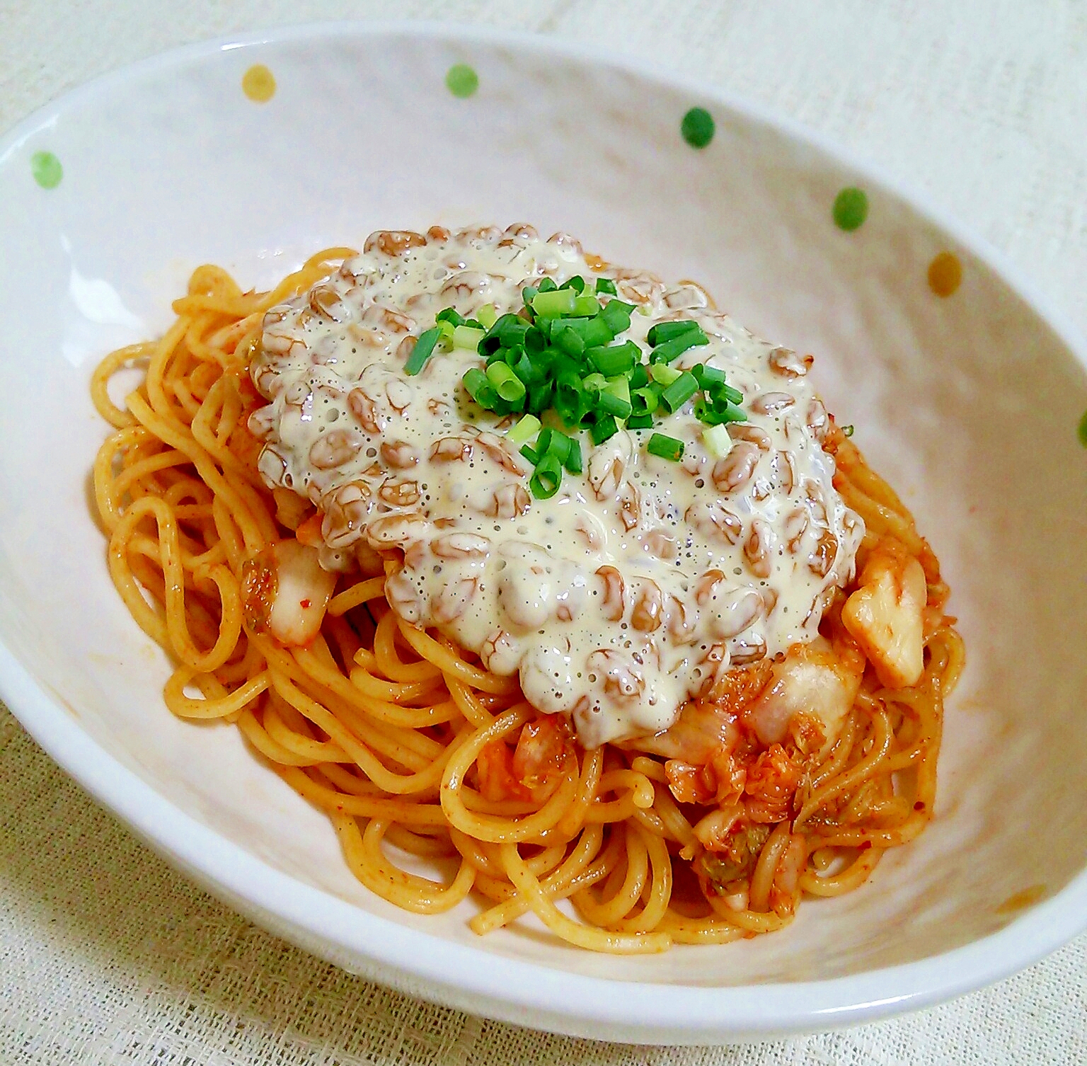 マヨ納豆乗せ☆キムチ焼きそば