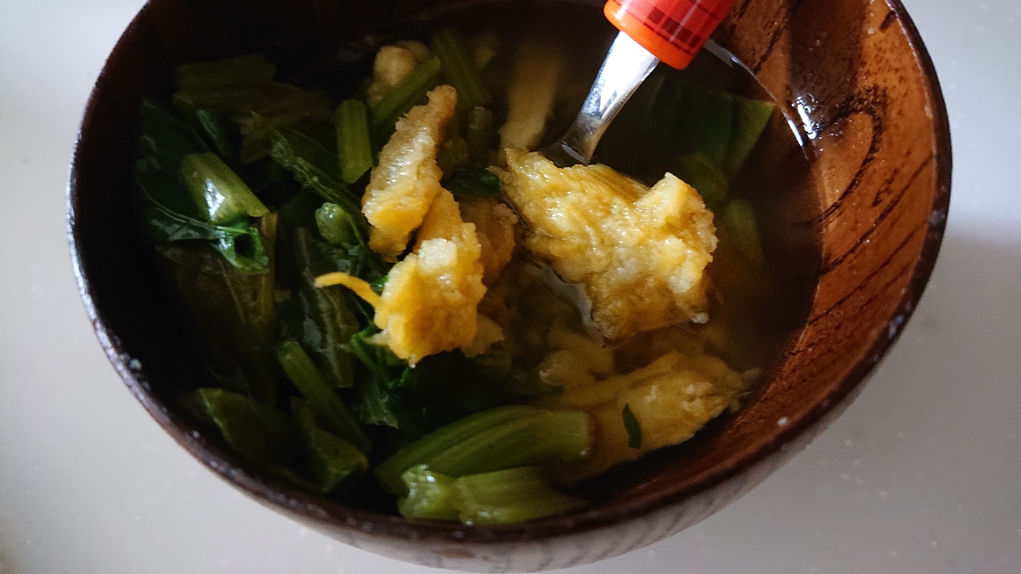 小松菜卵のシンプルスープ