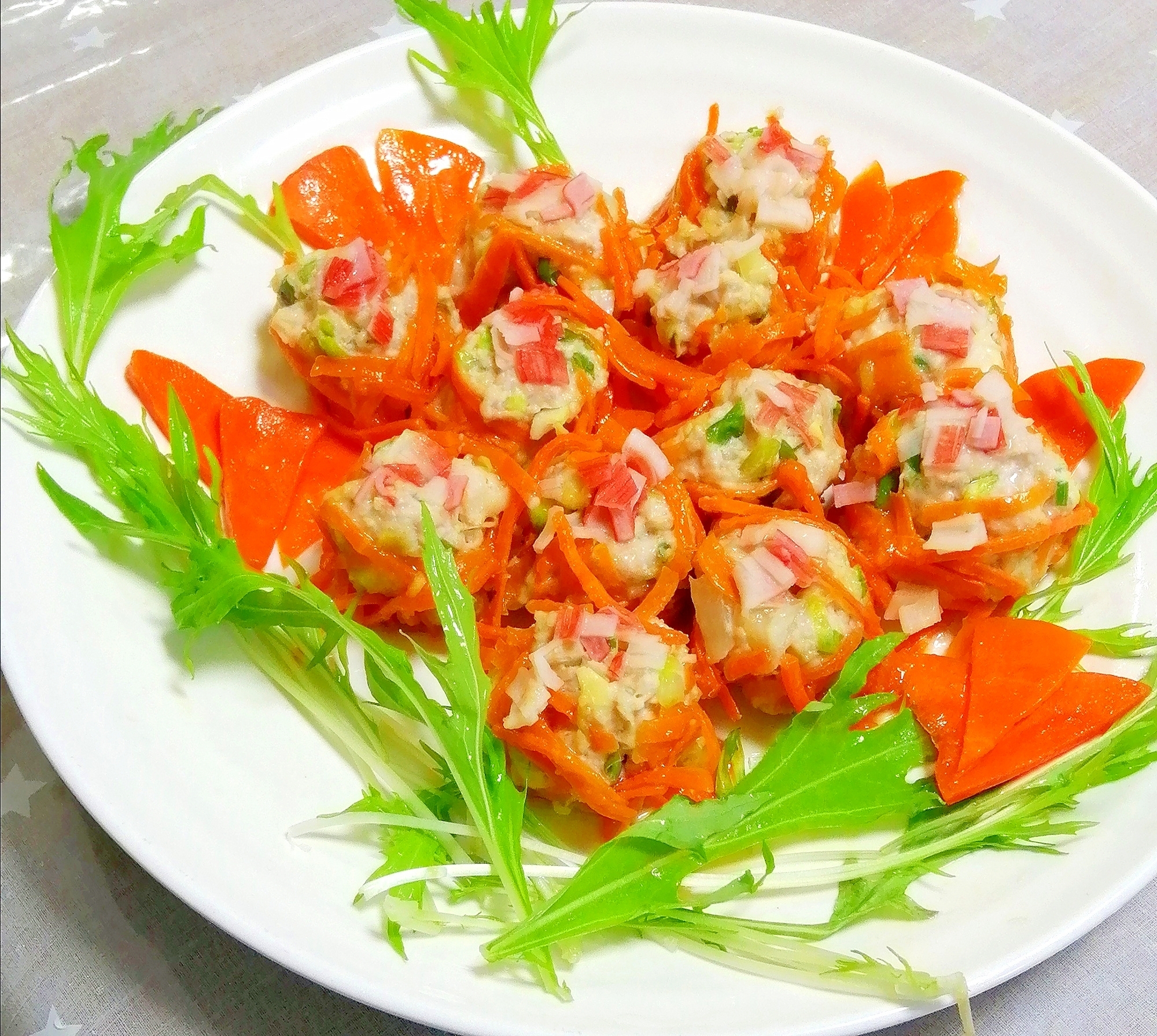 人参の花咲く❀レンジで野菜シュウマイ❀おつまみにも