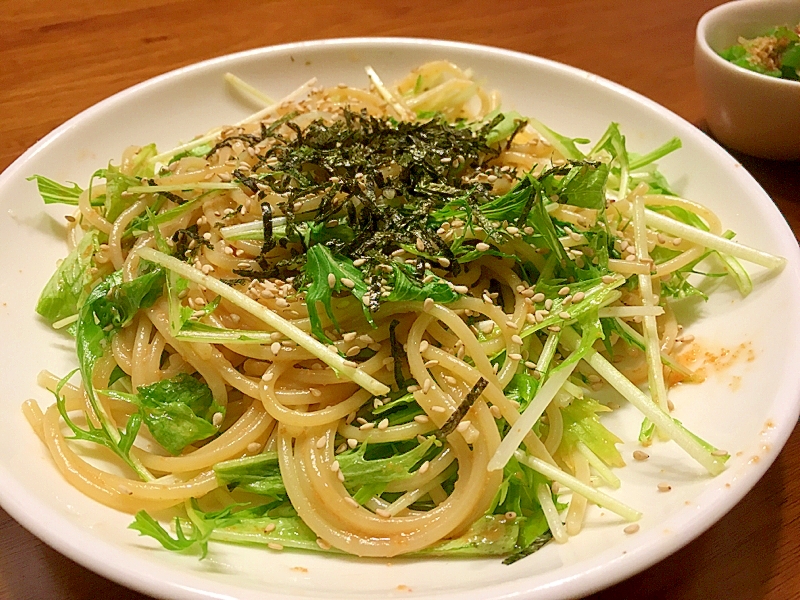 水菜とたらこのパスタ