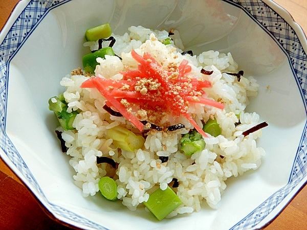 簡単で早くて美味しい❤アスパラガスの混ぜご飯♪