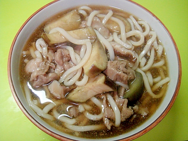 茄子と豚肉のあんかけうどん