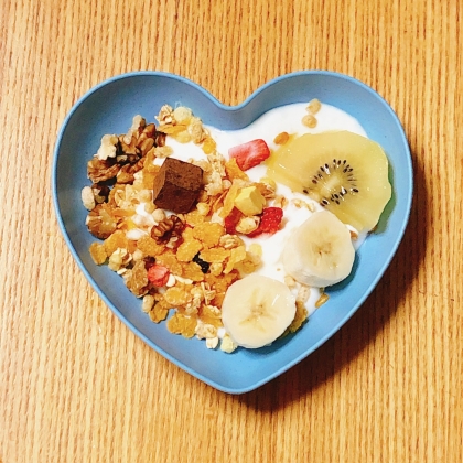 今日のヨーグルト♡みかんバナナ&チョコフレーク