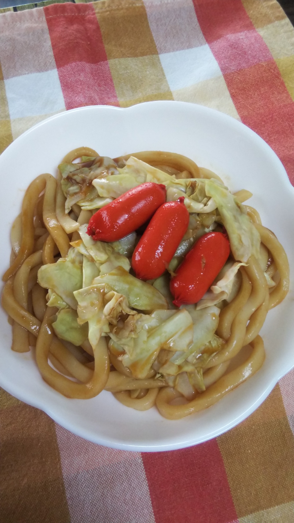 ズボラ飯☆レンジでソースうどん