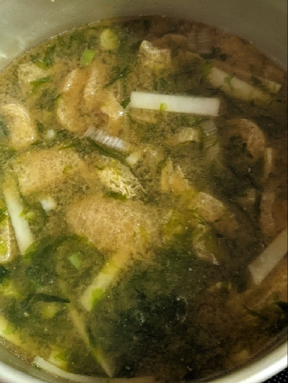 あおさ、たまねぎ、油揚げ、のお味噌汁