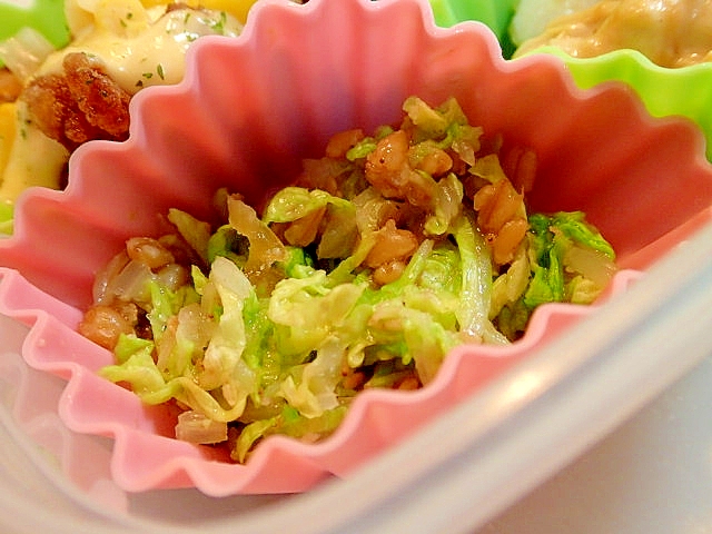 お弁当　白菜の葉の金山寺味噌・胡麻和え