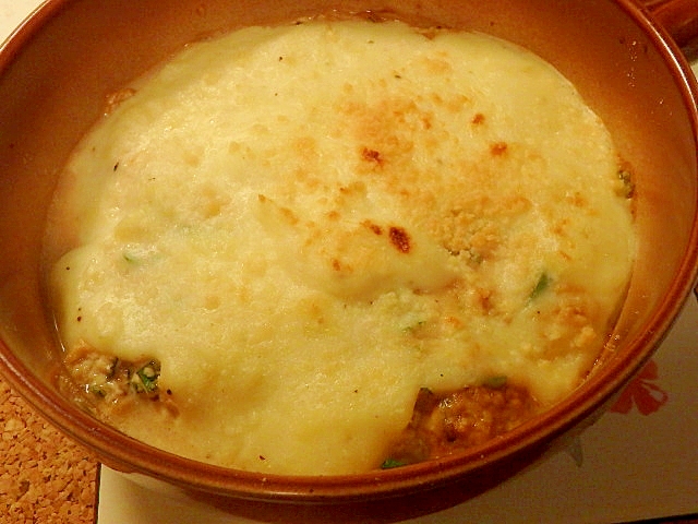 豆腐の味噌マヨホワイトソースグラタン