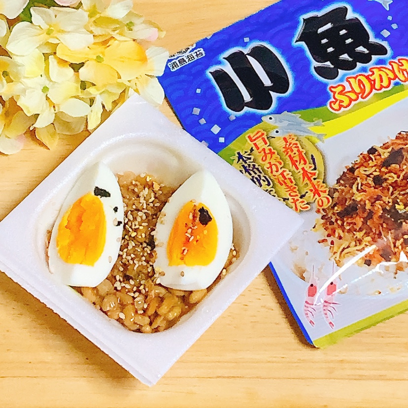 ゆで卵ふりかけ♪納豆