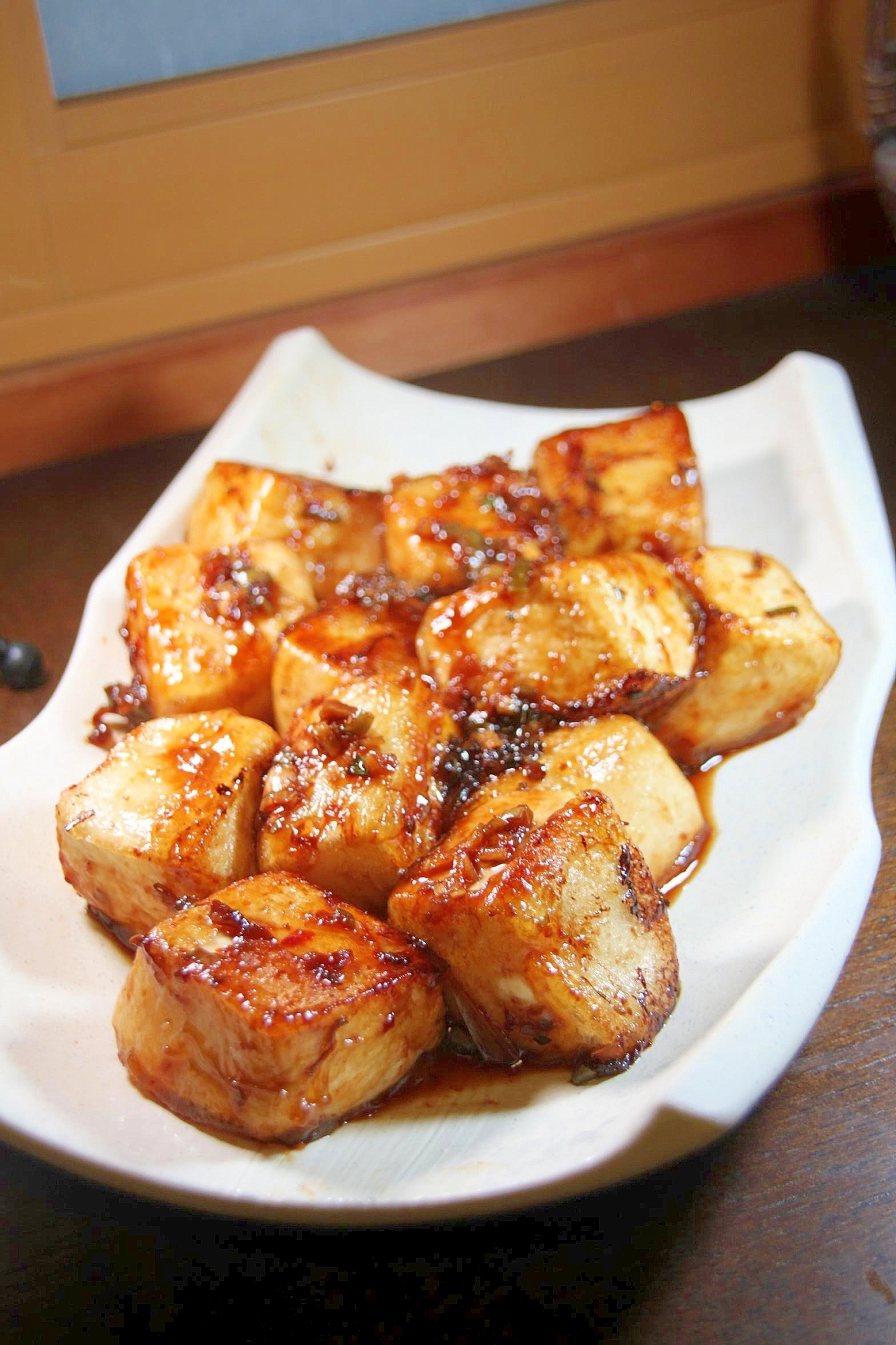 作り置きソースを使って『甘辛焼き豆腐』