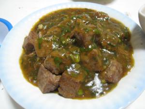 サイコロステーキ ネギソースあんかけ