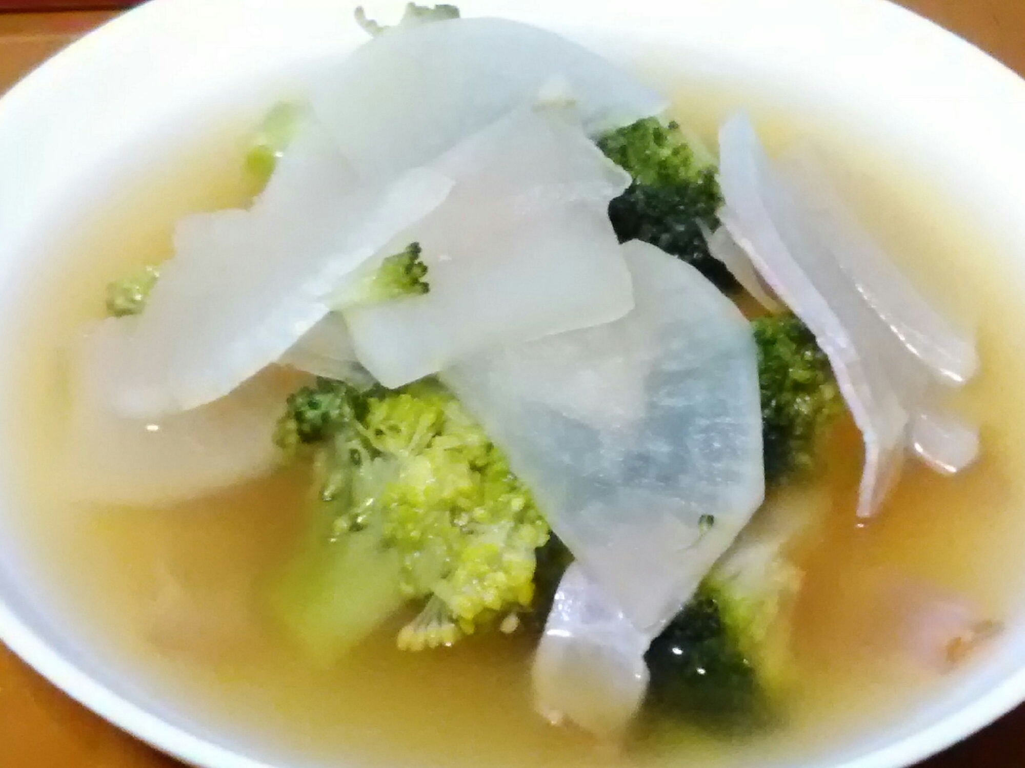 大根 ベーコン ブロッコリーのコンソメスープ レシピ 作り方 By 簡単が一番 楽天レシピ