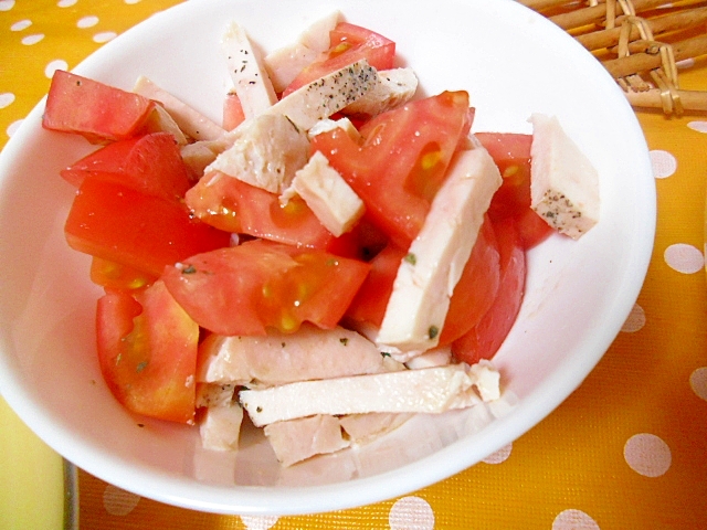 鶏ハムとトマトのバルサミコ酢マリネ風