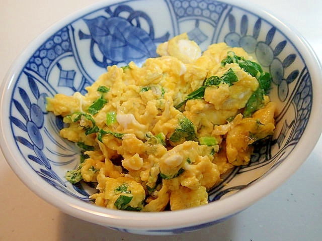 小松菜と釜揚げしらすの卵炒め