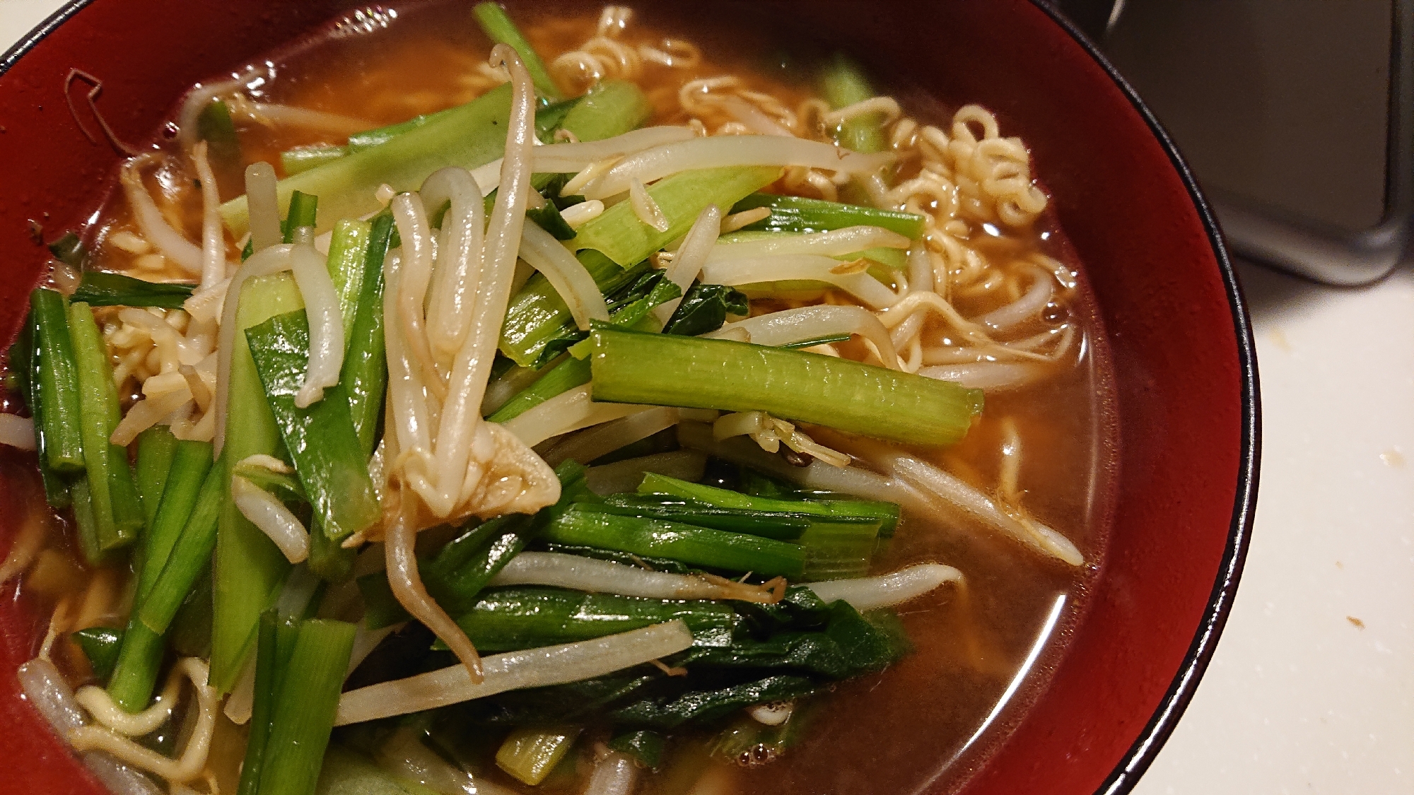 ラー油で野菜炒めラーメン