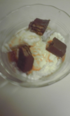チョコチップがなかったのでウエハースチョコを手で割って入れました。アイスが溶けかかったところを食べるのが美味しかったです♪