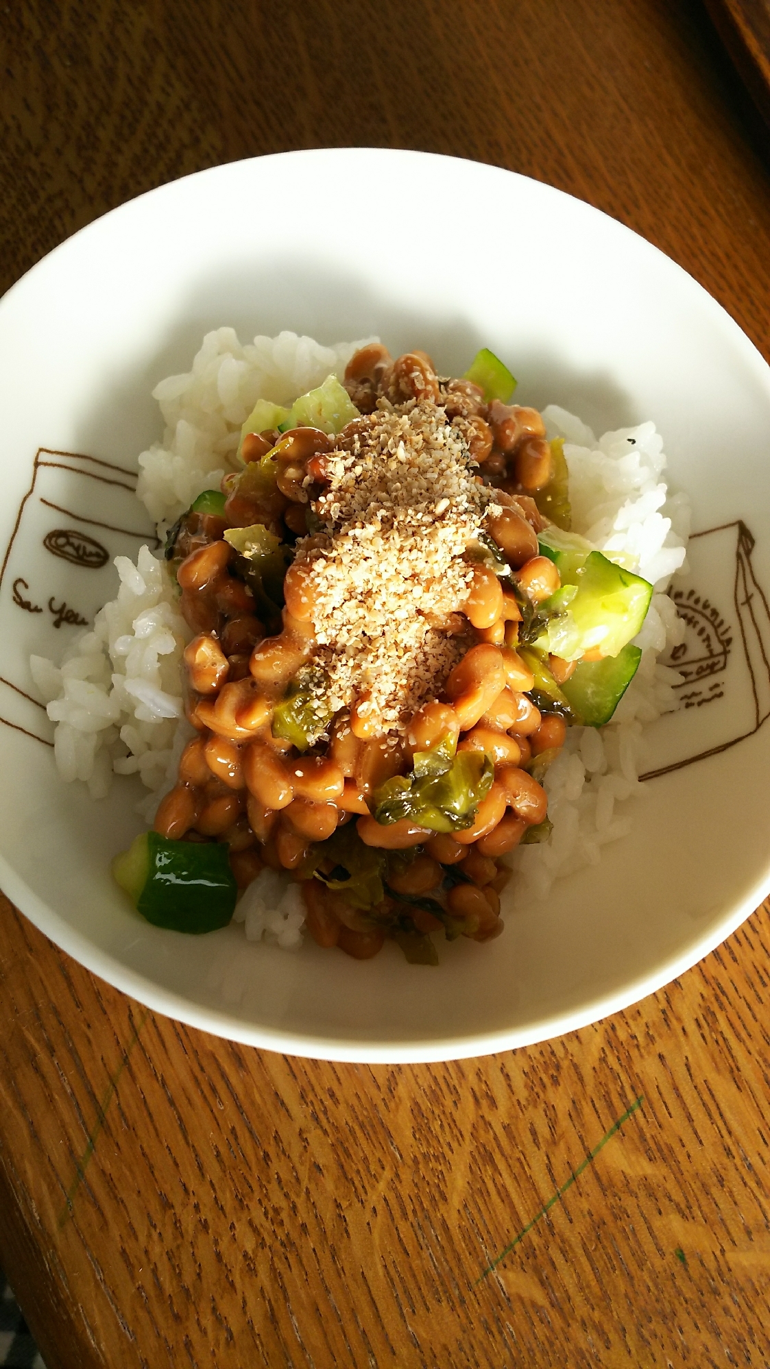 きゅうり&たかなのごま納豆ご飯