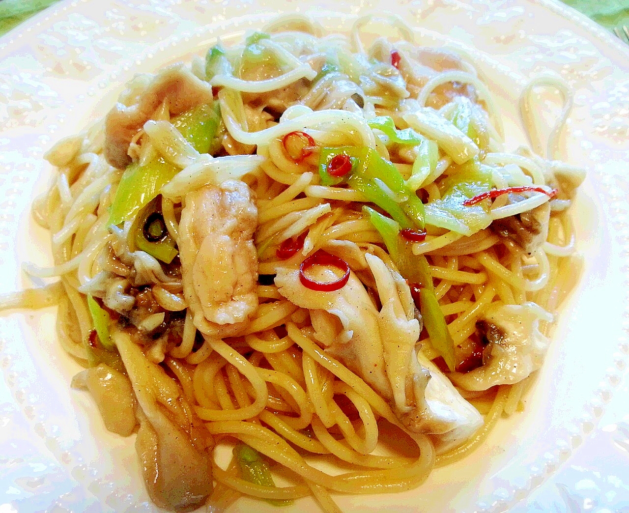 ある物で♪ 和風ペペロンチーノ パスタ☆