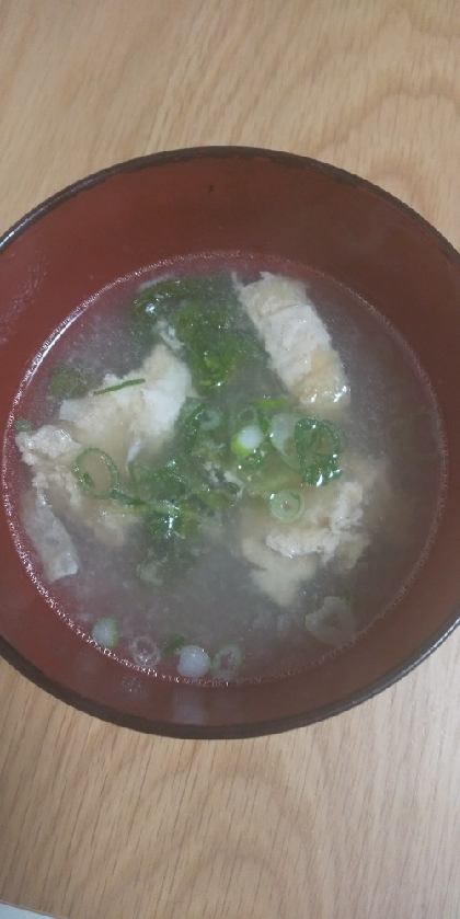 サバ缶の汁で豆腐と水菜のお味噌汁