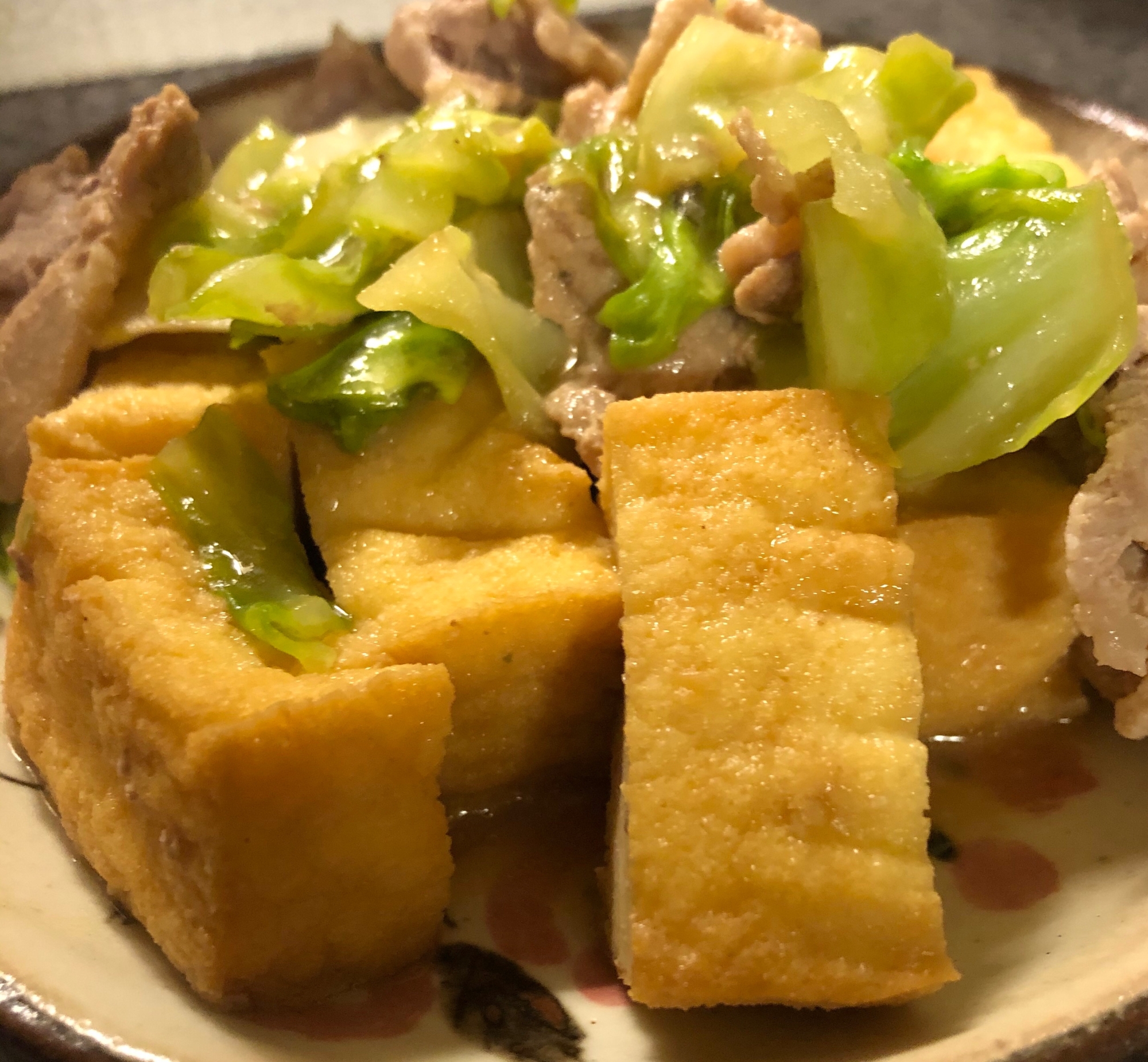 厚揚げと豚肉の味噌キャベツ炒め★