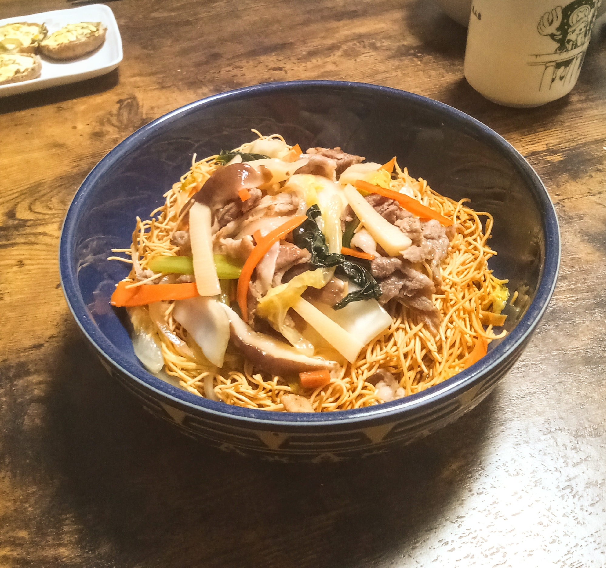 パリパリの揚げ麺！たけのこや小松菜などDe皿うどん