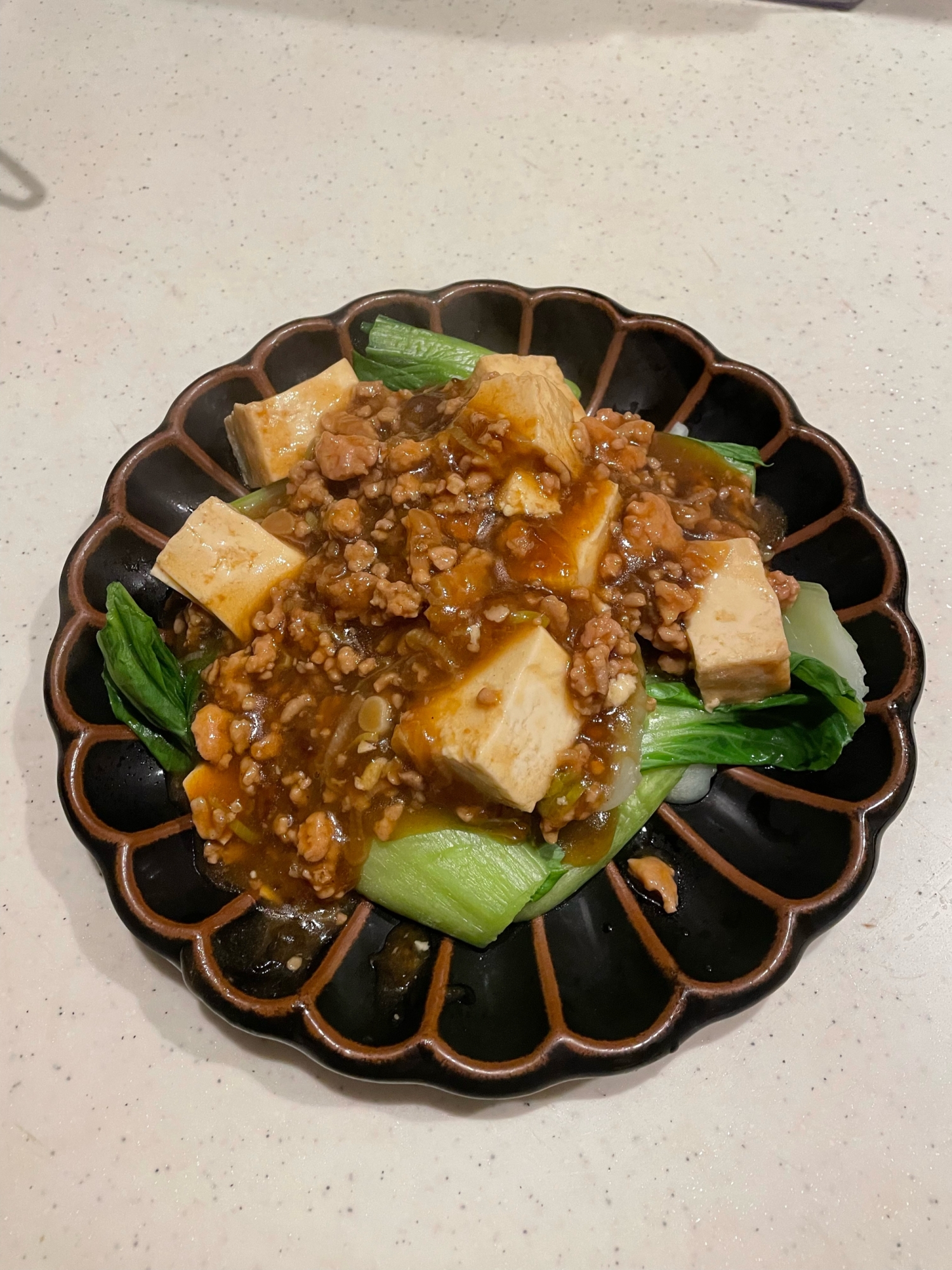 チンゲン菜と豆腐の中華肉あんかけ