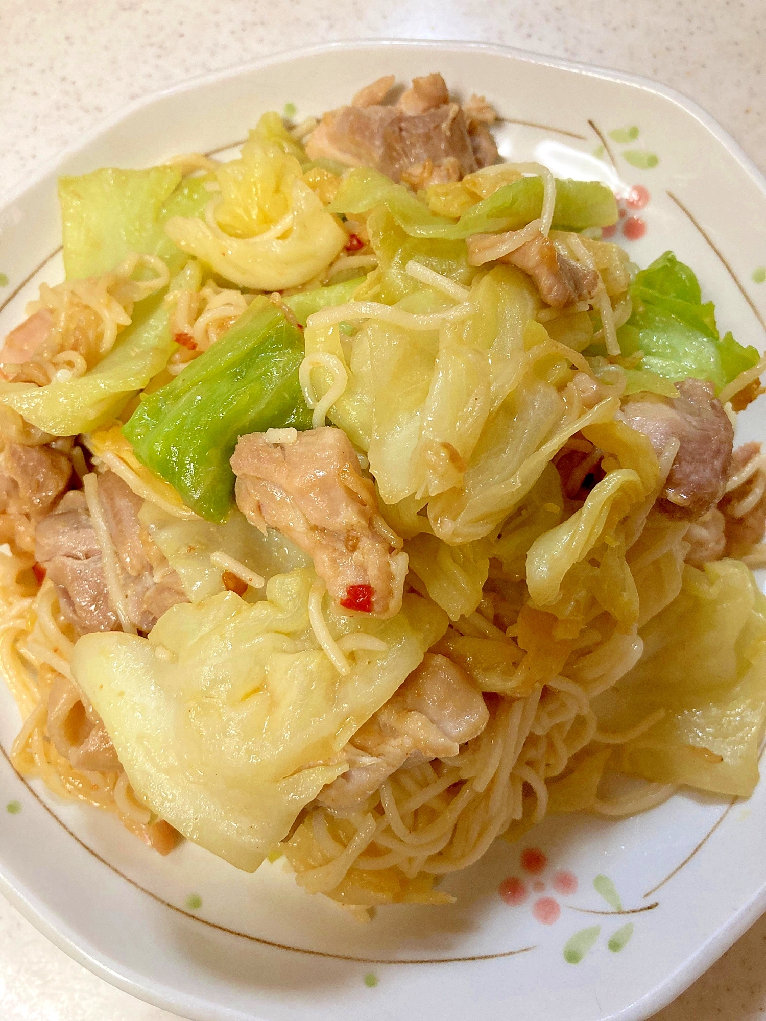 【温麺】鶏もも肉のちゃんちゃん焼き風ピリ辛焼き温麺