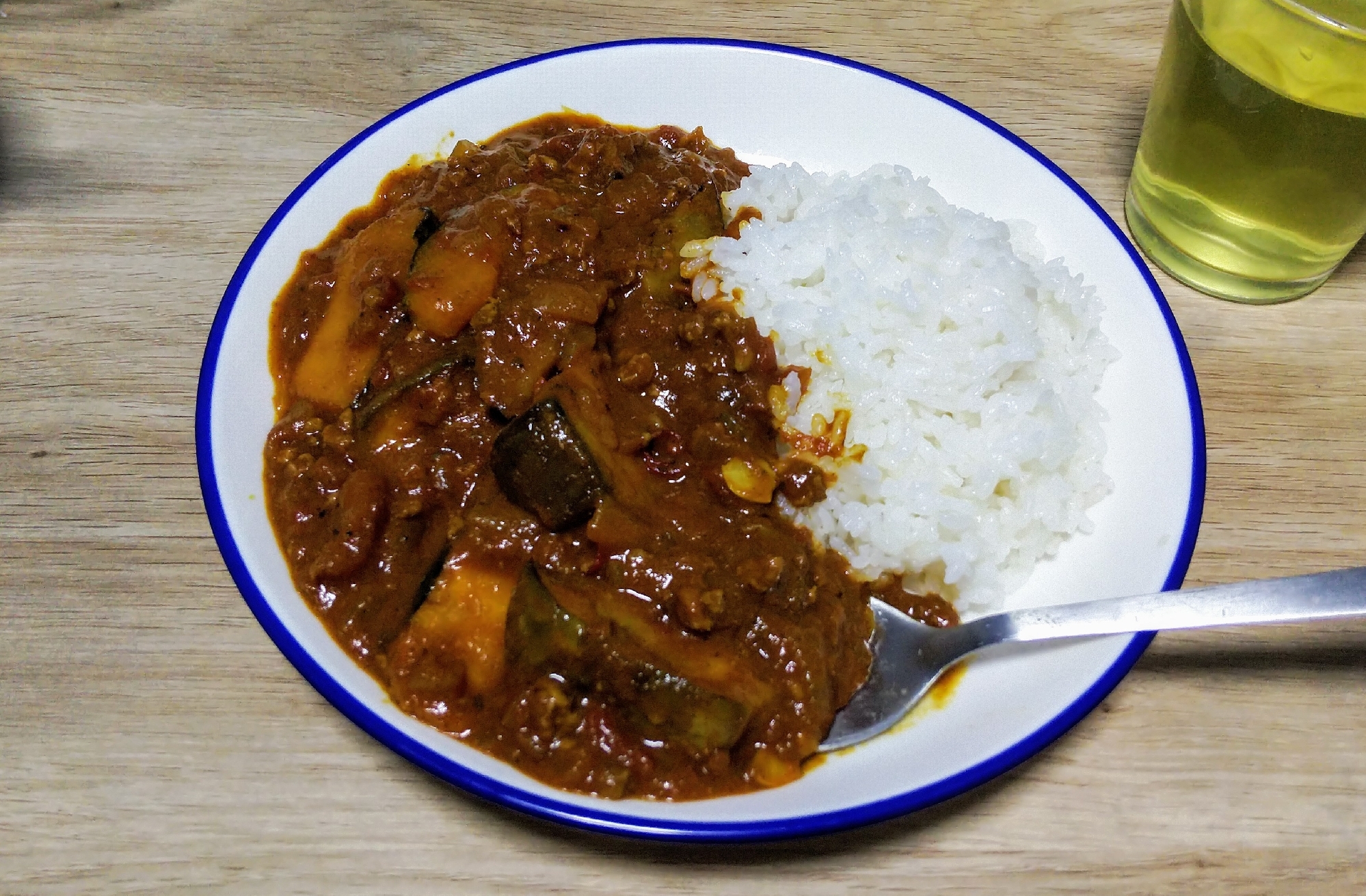 なすとカボチャの挽肉カレー♡