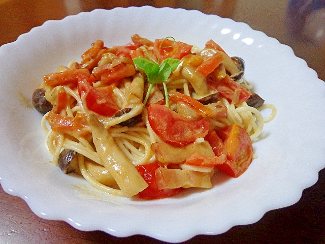 素麺で♪ツナマヨトマトパスタ風