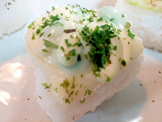 枝豆とチーズと青のりの焼きおにぎり