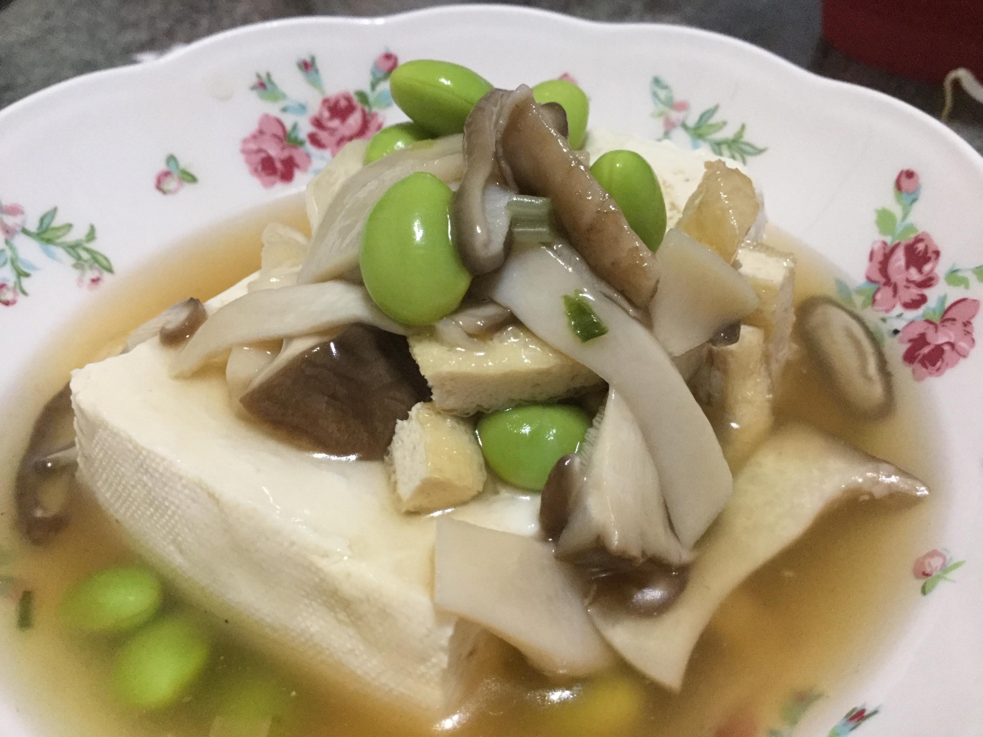 レンジでキノコあんかけ豆腐