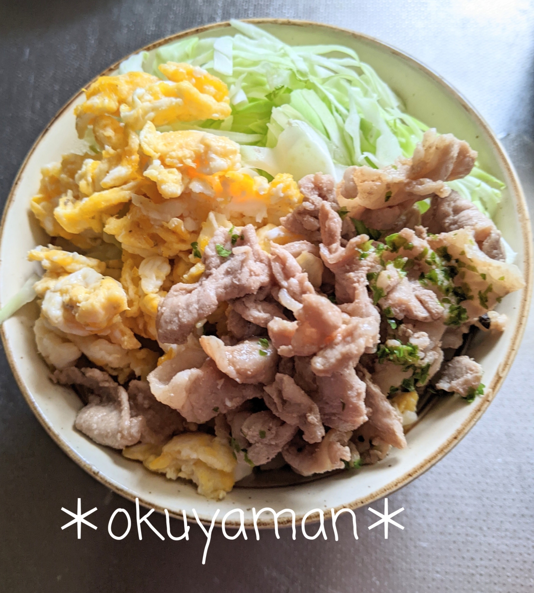 豚肉たまごにんにく丼