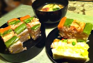 春野菜と焼鮭の押し寿司