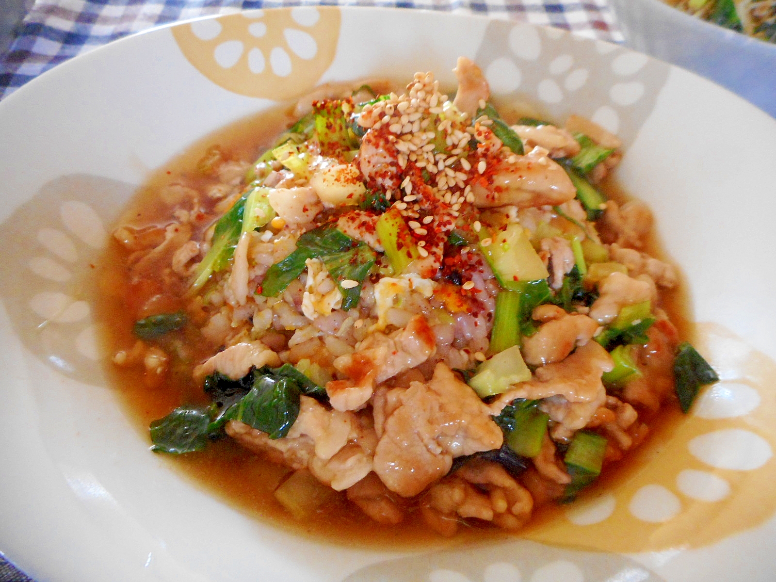 小松菜と豚肉のあんかけチャーハン