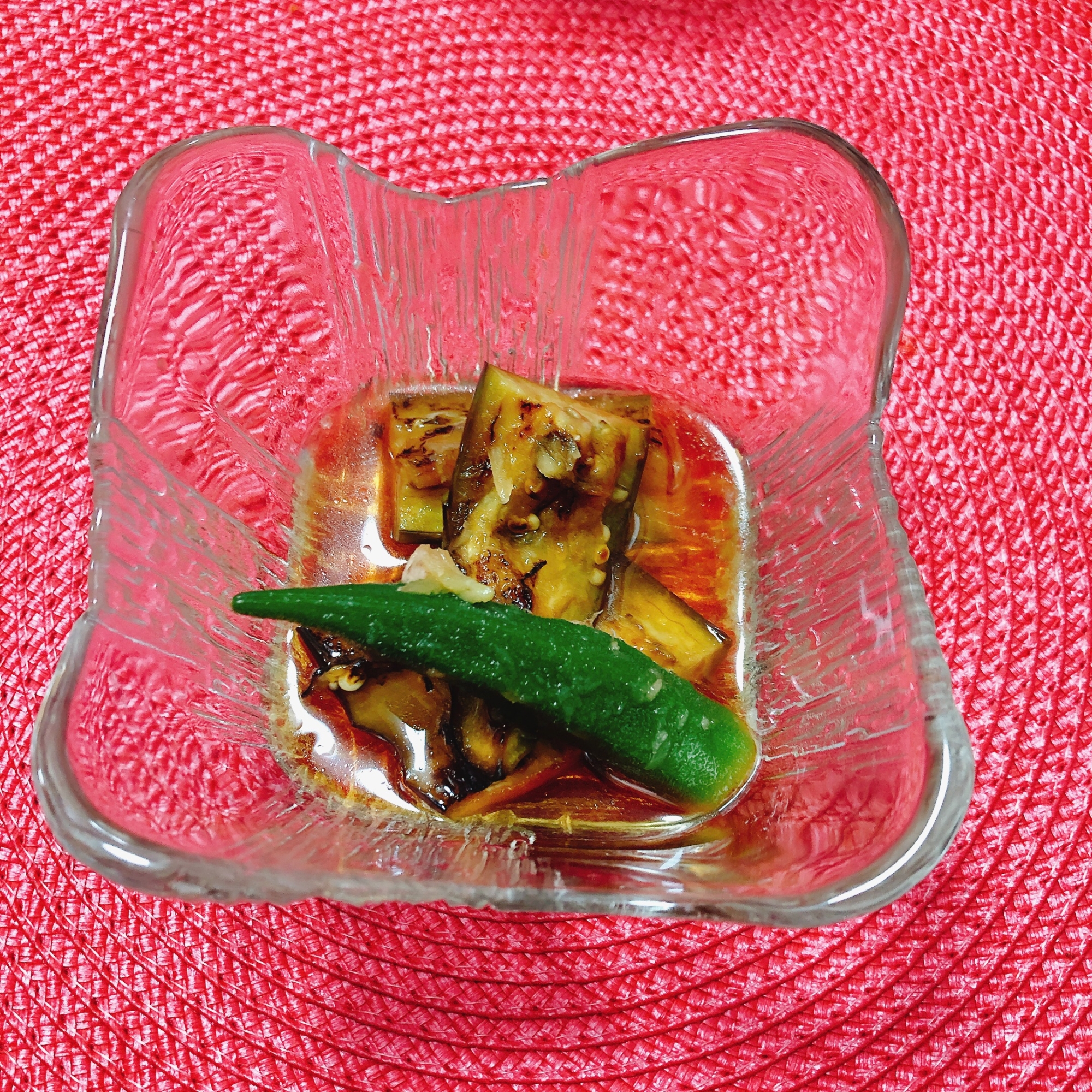 なすの焼き煮浸しオクラ添え