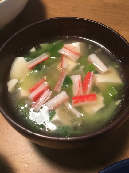 えのきがなかったのでカニカマで♡中華味おいしいですね！