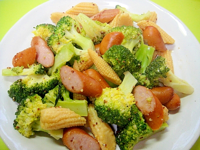 ブロッコリーのヤングコーンウインナーのコンソメ炒め レシピ 作り方 By Mint74 楽天レシピ