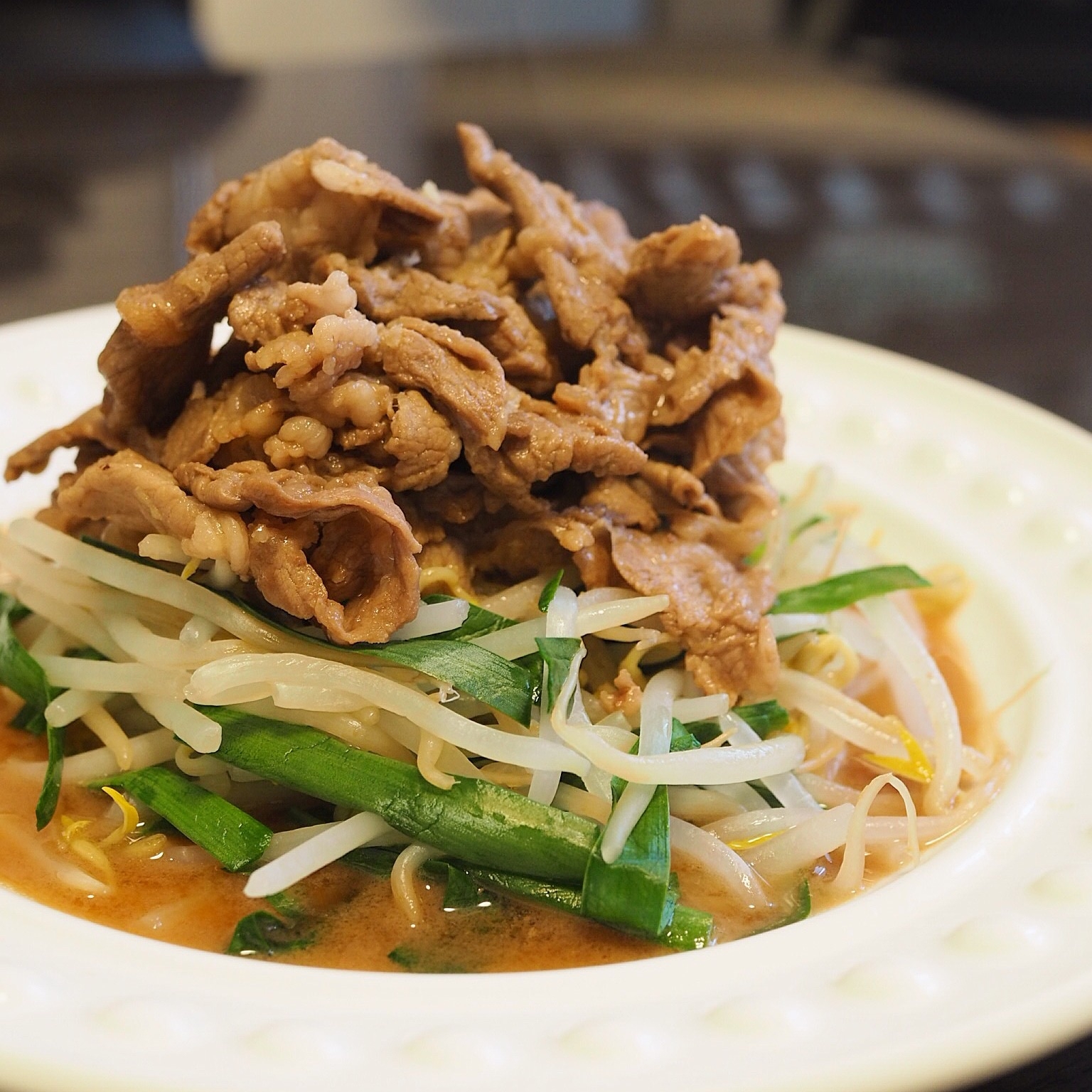 もやしとニラで＊ラム肉のジンギスカン風