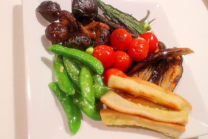 魚焼きグリルで簡単　ロースト野菜のホットサラダ