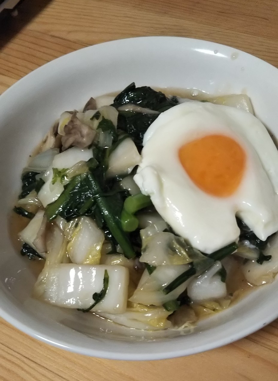 野菜たっぷり！白菜と春菊の中華餡炒め