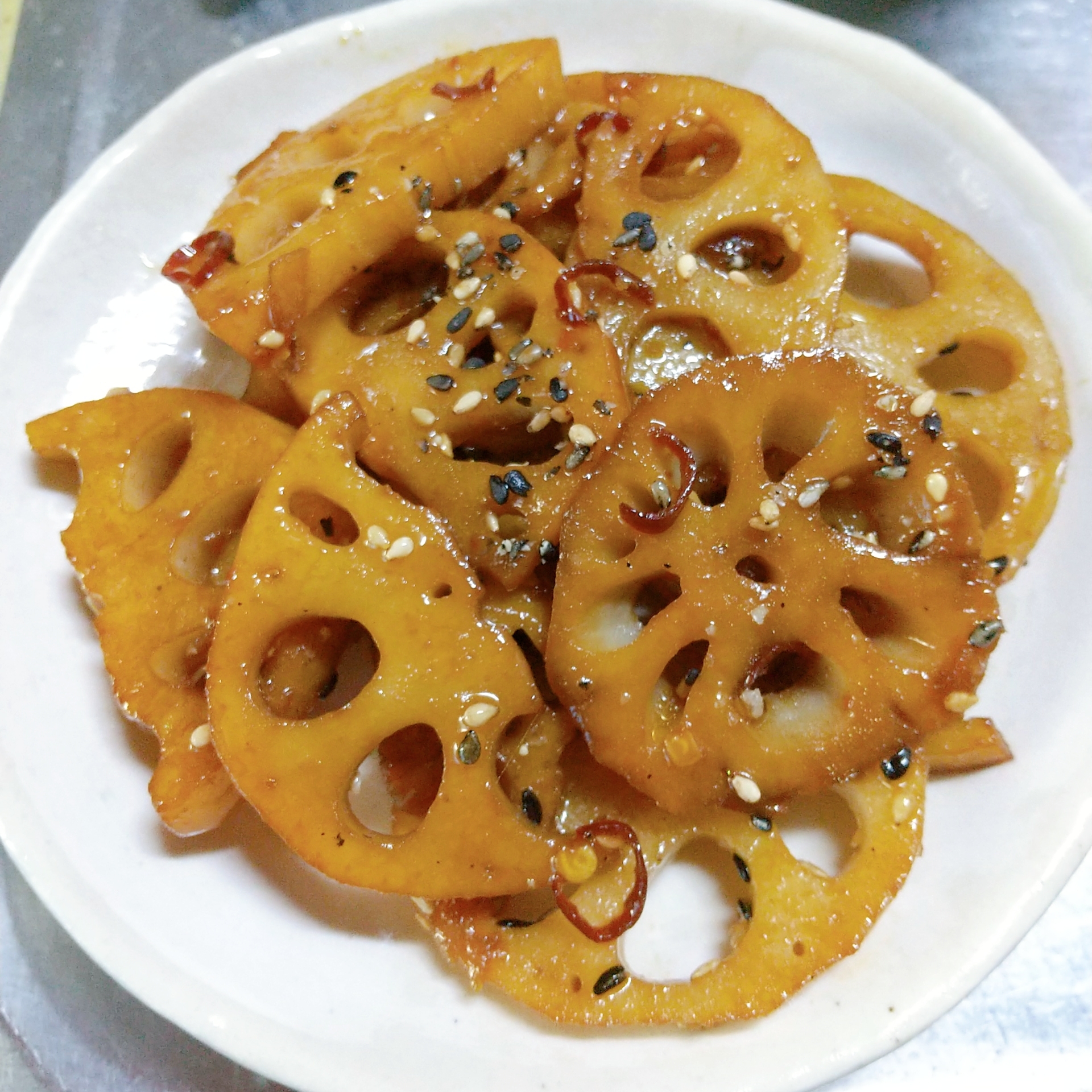 砂糖不使用。ピリ辛 れんこんのきんぴら。